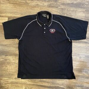 Antigua‎ Georgia Bulldogs Men's 2XL Black Polo Shirt Embroidered Logo GA Vintage